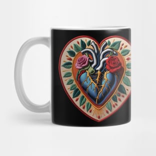 Bio Bursting Heart Embroidered Patch Mug